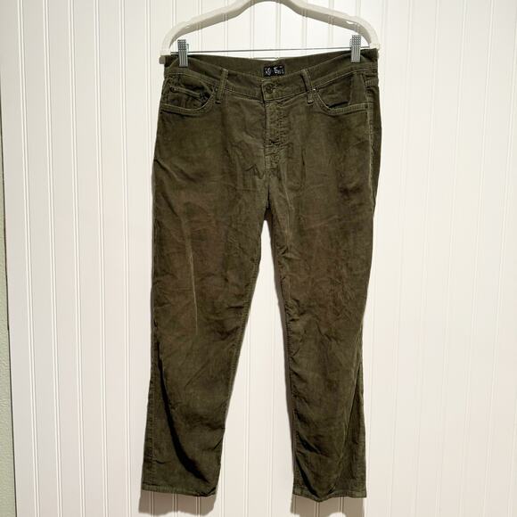 Mother The Dropout Jeans Cropped Hopscotch Olive Green Corduroy Size 27 - Picture 2 of 8